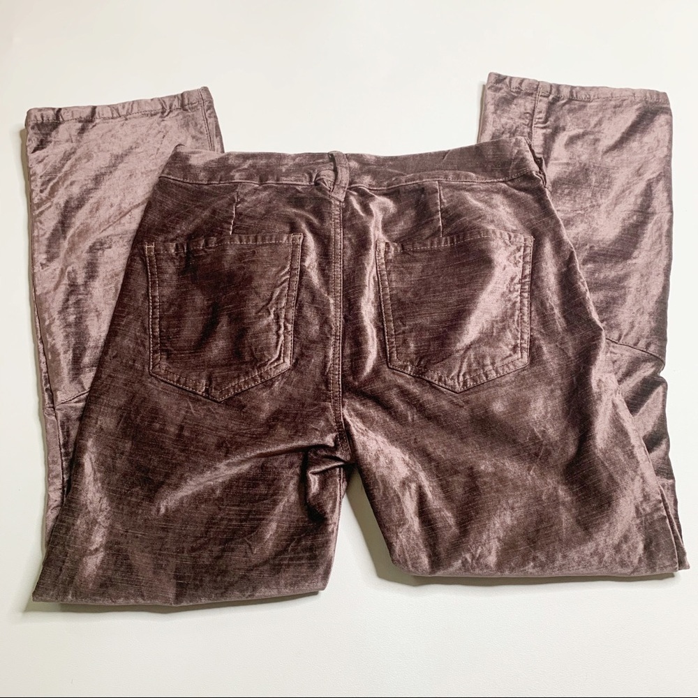 Free People velvet crop pants taupe brown shiny - Picture 3 of 9